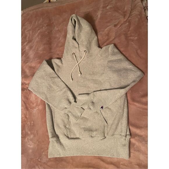 Vintage Champion Reverse Weave Warm Up Gray Heavy Duty Hoodie Sweatshirt Sz L US - Picture 2 of 13